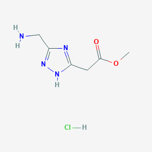 molecular formula C6H11ClN4O2 B2411572 Methyl 2-[3-(aminomethyl)-1H-1,2,4-triazol-5-yl]acetate;hydrochloride CAS No. 2416231-66-6
