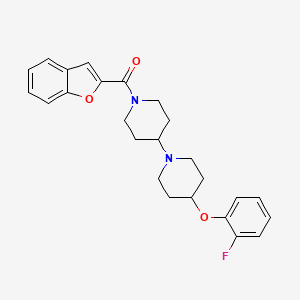 molecular formula C25H27FN2O3 B2411574 Benzofuran-2-yl(4-(2-fluorophenoxy)-[1,4'-bipiperidin]-1'-yl)methanone CAS No. 1705692-25-6