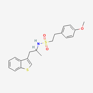 molecular formula C20H23NO3S2 B2411626 N-(1-(benzo[b]thiophen-3-yl)propan-2-yl)-2-(4-methoxyphenyl)ethanesulfonamide CAS No. 2034470-79-4