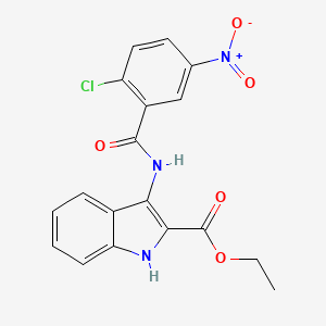 molecular formula C18H14ClN3O5 B2411647 ethyl 3-(2-chloro-5-nitrobenzamido)-1H-indole-2-carboxylate CAS No. 850929-07-6