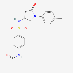 molecular formula C19H21N3O4S B2411651 N-(4-(N-(5-oxo-1-(p-tolyl)pyrrolidin-3-yl)sulfamoyl)phenyl)acetamide CAS No. 896308-22-8