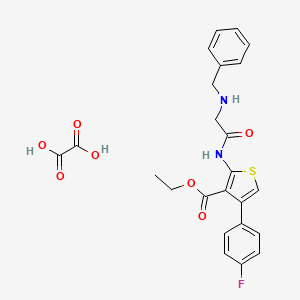 molecular formula C24H23FN2O7S B2411653 Ethyl 2-(2-(benzylamino)acetamido)-4-(4-fluorophenyl)thiophene-3-carboxylate oxalate CAS No. 381687-66-7