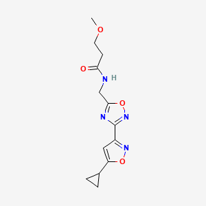 molecular formula C13H16N4O4 B2411693 N-((3-(5-cyclopropylisoxazol-3-yl)-1,2,4-oxadiazol-5-yl)methyl)-3-methoxypropanamide CAS No. 1902980-01-1