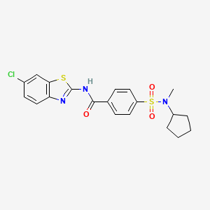 molecular formula C20H20ClN3O3S2 B2411696 N-(6-chloro-1,3-benzothiazol-2-yl)-4-[cyclopentyl(methyl)sulfamoyl]benzamide CAS No. 899982-66-2