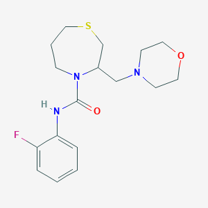 molecular formula C17H24FN3O2S B2411701 N-(2-fluorophenyl)-3-[(morpholin-4-yl)methyl]-1,4-thiazepane-4-carboxamide CAS No. 1421450-80-7