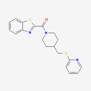 molecular formula C19H19N3OS2 B2411704 Benzo[d]thiazol-2-yl(4-((pyridin-2-ylthio)methyl)piperidin-1-yl)methanone CAS No. 1421499-21-9