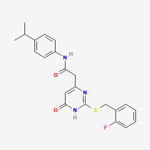 2-(2-((2-fluorobenzyl)thio)-6-oxo-1,6-dihydropyrimidin-4-yl)-N-(4-isopropylphenyl)acetamide