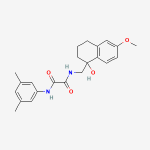molecular formula C22H26N2O4 B2411763 N1-(3,5-dimethylphenyl)-N2-((1-hydroxy-6-methoxy-1,2,3,4-tetrahydronaphthalen-1-yl)methyl)oxalamide CAS No. 2034259-72-6