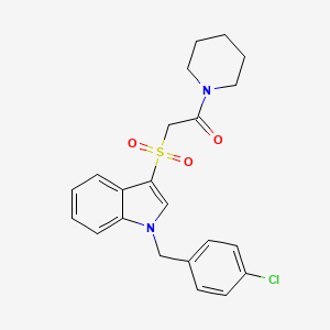 molecular formula C22H23ClN2O3S B2411771 2-({1-[(4-chlorophenyl)methyl]-1H-indol-3-yl}sulfonyl)-1-(piperidin-1-yl)ethan-1-one CAS No. 850932-95-5