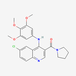 molecular formula C23H24ClN3O4 B2411775 (6-Chloro-4-((3,4,5-trimethoxyphenyl)amino)quinolin-3-yl)(pyrrolidin-1-yl)methanone CAS No. 1359320-38-9