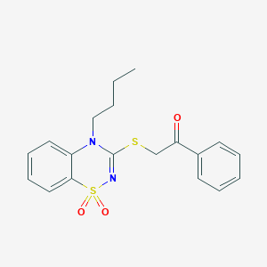 2-((4-butyl-1,1-dioxido-4H-benzo[e][1,2,4]thiadiazin-3-yl)thio)-1-phenylethanone