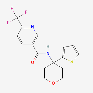 N-(4-(thiophen-2-yl)tetrahydro-2H-pyran-4-yl)-6-(trifluoromethyl)nicotinamide