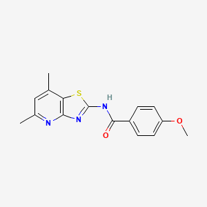 molecular formula C16H15N3O2S B2411797 N-(5,7-dimethylthiazolo[4,5-b]pyridin-2-yl)-4-methoxybenzamide CAS No. 1021078-69-2