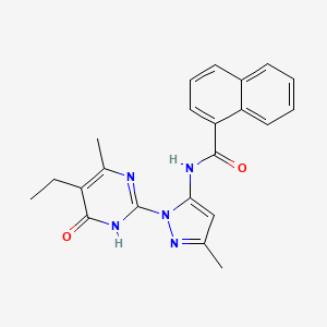 molecular formula C22H21N5O2 B2411802 N-[1-(5-ethyl-4-methyl-6-oxo-1,6-dihydropyrimidin-2-yl)-3-methyl-1H-pyrazol-5-yl]naphthalene-1-carboxamide CAS No. 1002958-49-7