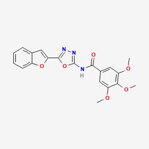 molecular formula C20H17N3O6 B2411848 N-[5-(1-benzofuran-2-yl)-1,3,4-oxadiazol-2-yl]-3,4,5-trimethoxybenzamide CAS No. 922075-40-9