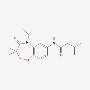 molecular formula C18H26N2O3 B2411854 N-(5-ethyl-3,3-dimethyl-4-oxo-2,3,4,5-tetrahydrobenzo[b][1,4]oxazepin-7-yl)-3-methylbutanamide CAS No. 921812-42-2