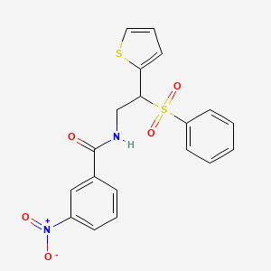 molecular formula C19H16N2O5S2 B2411902 N-[2-(benzenesulfonyl)-2-(thiophen-2-yl)ethyl]-3-nitrobenzamide CAS No. 896332-56-2