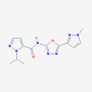 1-isopropyl-N-(5-(1-methyl-1H-pyrazol-3-yl)-1,3,4-oxadiazol-2-yl)-1H-pyrazole-5-carboxamide