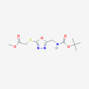 molecular formula C11H17N3O5S B241195 METHYL 2-{[5-({[(TERT-BUTOXY)CARBONYL]AMINO}METHYL)-1,3,4-OXADIAZOL-2-YL]SULFANYL}ACETATE 