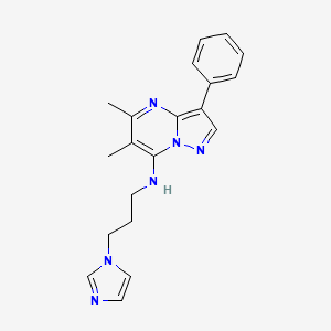molecular formula C20H22N6 B2411957 N-[3-(1H-imidazol-1-yl)propyl]-5,6-dimethyl-3-phenylpyrazolo[1,5-a]pyrimidin-7-amine CAS No. 900888-30-4
