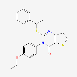 B2412000 3-(4-Ethoxyphenyl)-2-(1-phenylethylsulfanyl)-6,7-dihydrothieno[3,2-d]pyrimidin-4-one CAS No. 686772-65-6
