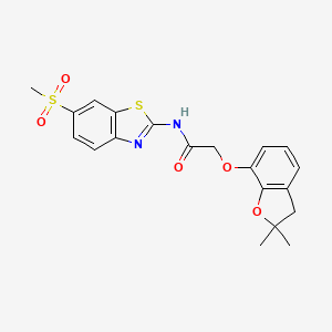 molecular formula C20H20N2O5S2 B2412035 2-[(2,2-dimethyl-2,3-dihydro-1-benzofuran-7-yl)oxy]-N-(6-methanesulfonyl-1,3-benzothiazol-2-yl)acetamide CAS No. 941943-82-4