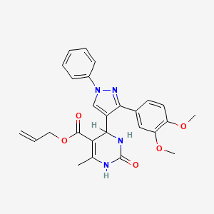 molecular formula C26H26N4O5 B2412056 prop-2-en-1-yl 4-[3-(3,4-dimethoxyphenyl)-1-phenyl-1H-pyrazol-4-yl]-6-methyl-2-oxo-1,2,3,4-tetrahydropyrimidine-5-carboxylate CAS No. 956790-89-9