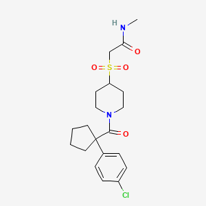 B2412068 2-((1-(1-(4-chlorophenyl)cyclopentanecarbonyl)piperidin-4-yl)sulfonyl)-N-methylacetamide CAS No. 1797085-38-1