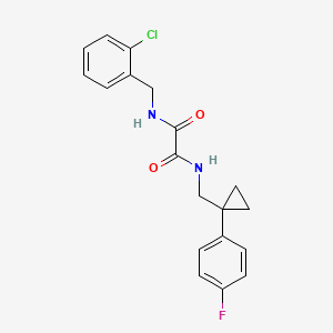 molecular formula C19H18ClFN2O2 B2412076 N1-(2-chlorobenzyl)-N2-((1-(4-fluorophenyl)cyclopropyl)methyl)oxalamide CAS No. 1049445-60-4