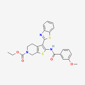 molecular formula C25H23N3O4S2 B2412098 ethyl 3-(1,3-benzothiazol-2-yl)-2-(3-methoxybenzamido)-4H,5H,6H,7H-thieno[2,3-c]pyridine-6-carboxylate CAS No. 864927-27-5