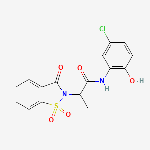 molecular formula C16H13ClN2O5S B2412169 N-(5-chloro-2-hydroxyphenyl)-2-(1,1-dioxido-3-oxobenzo[d]isothiazol-2(3H)-yl)propanamide CAS No. 899955-50-1