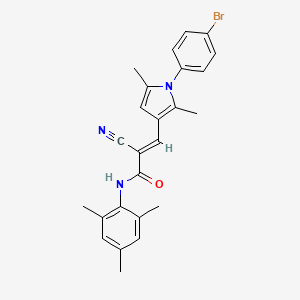 molecular formula C25H24BrN3O B2412188 (E)-3-[1-(4-bromophenyl)-2,5-dimethylpyrrol-3-yl]-2-cyano-N-(2,4,6-trimethylphenyl)prop-2-enamide CAS No. 743439-74-9