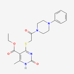 molecular formula C20H24N4O4S B2412215 ethyl 6-methyl-2-oxo-4-{[2-oxo-2-(4-phenylpiperazin-1-yl)ethyl]sulfanyl}-1,2-dihydropyrimidine-5-carboxylate CAS No. 1001520-47-3
