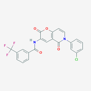 molecular formula C22H12ClF3N2O4 B2412229 N-[6-(3-chlorophenyl)-2,5-dioxopyrano[3,2-c]pyridin-3-yl]-3-(trifluoromethyl)benzamide CAS No. 341966-31-2