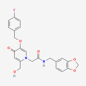 N-(benzo[d][1,3]dioxol-5-ylmethyl)-2-(5-((4-fluorobenzyl)oxy)-2-(hydroxymethyl)-4-oxopyridin-1(4H)-yl)acetamide