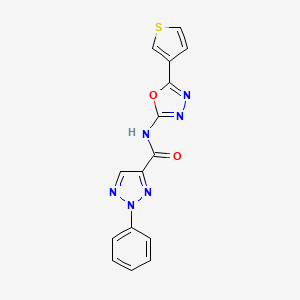 2-phenyl-N-(5-thiophen-3-yl-1,3,4-oxadiazol-2-yl)triazole-4-carboxamide