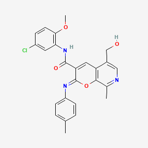 (2Z)-N-(5-chloro-2-methoxyphenyl)-5-(hydroxymethyl)-8-methyl-2-[(4-methylphenyl)imino]-2H-pyrano[2,3-c]pyridine-3-carboxamide