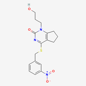 1-(3-hydroxypropyl)-4-((3-nitrobenzyl)thio)-6,7-dihydro-1H-cyclopenta[d]pyrimidin-2(5H)-one