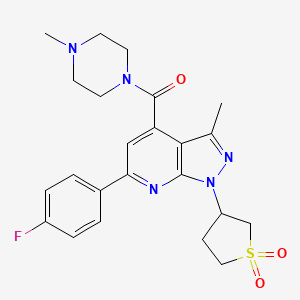 (1-(1,1-dioxidotetrahydrothiophen-3-yl)-6-(4-fluorophenyl)-3-methyl-1H-pyrazolo[3,4-b]pyridin-4-yl)(4-methylpiperazin-1-yl)methanone