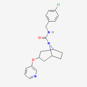molecular formula C20H22ClN3O2 B2412307 (1R,5S)-N-(4-chlorobenzyl)-3-(pyridin-3-yloxy)-8-azabicyclo[3.2.1]octane-8-carboxamide CAS No. 2108861-10-3