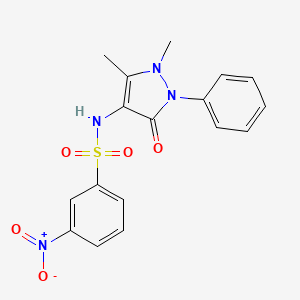 molecular formula C17H16N4O5S B2412328 N-(1,5-二甲基-3-氧代-2-苯基-2,3-二氢-1H-吡唑-4-基)-3-硝基苯磺酰胺 CAS No. 301314-57-8