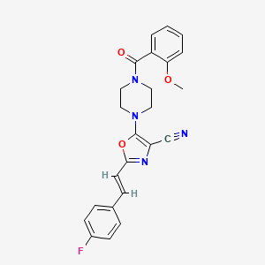 (E)-2-(4-fluorostyryl)-5-(4-(2-methoxybenzoyl)piperazin-1-yl)oxazole-4-carbonitrile