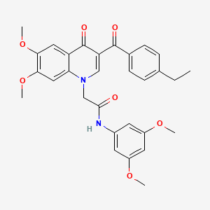 molecular formula C30H30N2O7 B2412334 N-(3,5-dimethoxyphenyl)-2-[3-(4-ethylbenzoyl)-6,7-dimethoxy-4-oxo-1,4-dihydroquinolin-1-yl]acetamide CAS No. 866590-38-7