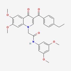 molecular formula C30H30N2O7 B2412334 N-(3,5-dimethoxyphenyl)-2-[3-(4-ethylbenzoyl)-6,7-dimethoxy-4-oxoquinolin-1-yl]acetamide CAS No. 866590-38-7