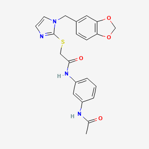 N-(3-acetamidophenyl)-2-((1-(benzo[d][1,3]dioxol-5-ylmethyl)-1H-imidazol-2-yl)thio)acetamide