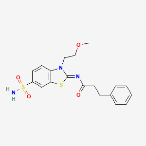 (Z)-N-(3-(2-methoxyethyl)-6-sulfamoylbenzo[d]thiazol-2(3H)-ylidene)-3-phenylpropanamide