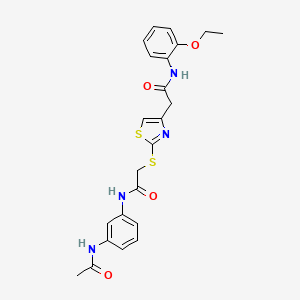 molecular formula C23H24N4O4S2 B2412364 N-(3-acetamidophenyl)-2-((4-(2-((2-ethoxyphenyl)amino)-2-oxoethyl)thiazol-2-yl)thio)acetamide CAS No. 953984-19-5