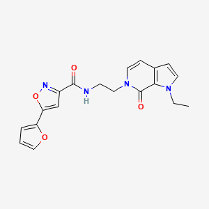 molecular formula C19H18N4O4 B2412382 N-(2-(1-ethyl-7-oxo-1H-pyrrolo[2,3-c]pyridin-6(7H)-yl)ethyl)-5-(furan-2-yl)isoxazole-3-carboxamide CAS No. 2034516-02-2