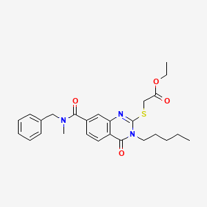 molecular formula C26H31N3O4S B2412384 Ethyl 2-[7-[benzyl(methyl)carbamoyl]-4-oxo-3-pentylquinazolin-2-yl]sulfanylacetate CAS No. 361472-87-9