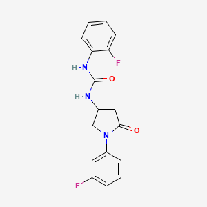 molecular formula C17H15F2N3O2 B2412397 1-(2-Fluorophenyl)-3-(1-(3-fluorophenyl)-5-oxopyrrolidin-3-yl)urea CAS No. 894029-05-1
